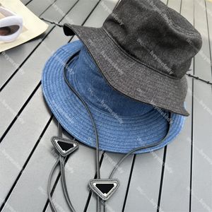 Nieuwe denim kleur emmer hoeden verstelbare gesp gebik hoed caps omgekeerde driehoekige vissershoeden casquette met tags