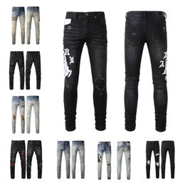Nouveau denim hommes de luxe concepteur denim jeans pantalons longs avec trous cyclisme vêtements pour hommes