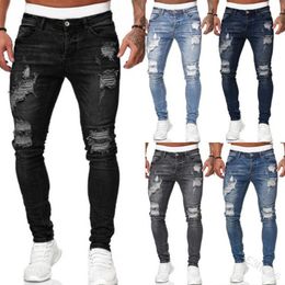 New Denim Men jeans Pantalones Diseñador 2023 Hole Trend Black Slim Fit Denim Leggings Pantalones de hombre 5 colores S-XXXL