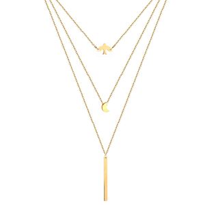 Fashion en acier inoxydable en acier multiprices collier pendentif en argent couleur or couleur dird moon bar charmes collariques charmes bijoux pour les femmes