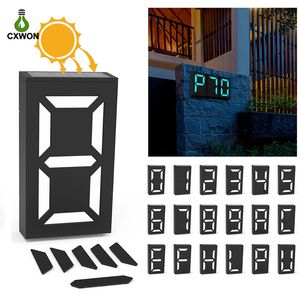 Números de dirección solar de nuevo diseño para casas, señal de puerta que cambia de Color RGB blanco dual, exterior IP65, resistente al agua para patio, entrada de casa