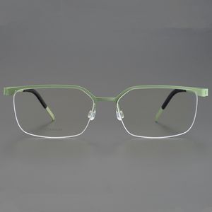 Nieuw ontwerp Lichtgewicht Optiek Titanium Frame Beknopt Meisje Mannen Zakelijke Bril Meerkleurig Halve Velg Geen Schroef nuldrukbril 56-16 voor Receptkoffer