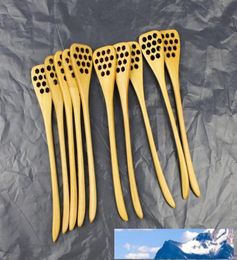 Nouveau design 10pcs en nid d'abeille à remuer cuillère pour conception creuse cuisine miel honey sticker en bois