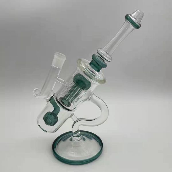 Nouveau design 11 à 14 pouces vert narguilé verre Bong Dabber Rig recycleur tuyaux eau Bongs tuyau de fumée 14.4mm joint femelle avec Quartz Banger