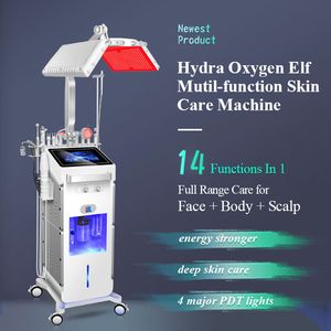 Nieuw ontwerp 14 in 1 waterzuurstof Jet Aqua Peel gezichtsmachine met Photon Led-lichttherapie Microdermabrasie Beauty Whitening Moisturizer-apparaat