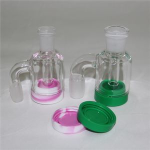 Fumer le narguilé 14MM-14MM 18MM-18MM Attrape-cendres en verre avec récipient en silicone pour bongs de plate-forme pétrolière dab attrape-cendres