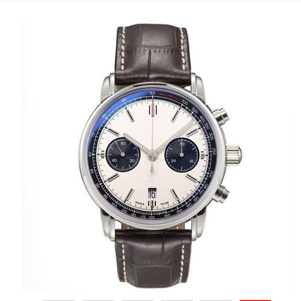 New Design Men's Quartz Wrist Watch Chronograph Date Automatic Date Arear Sobre en acier inoxydable Montres pilotes militaires