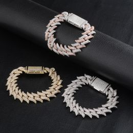 Nieuw ontwerp 18mm breedte bling cz Miami ketting armband goud zilver kleur ijs uit CZ Cubaanse ketting armband heren hiphop sieraden groothandel
