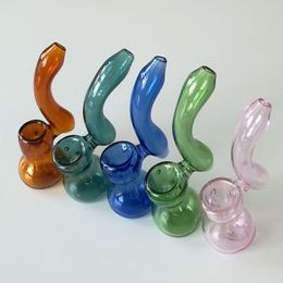 Nuevo diseño de 4 pulgadas Mini Bubbler Pipes Colorful Heady Glass Oil Burner Pipes con forma de círculo Fumar agua Bongs Herramientas Dab Rigs