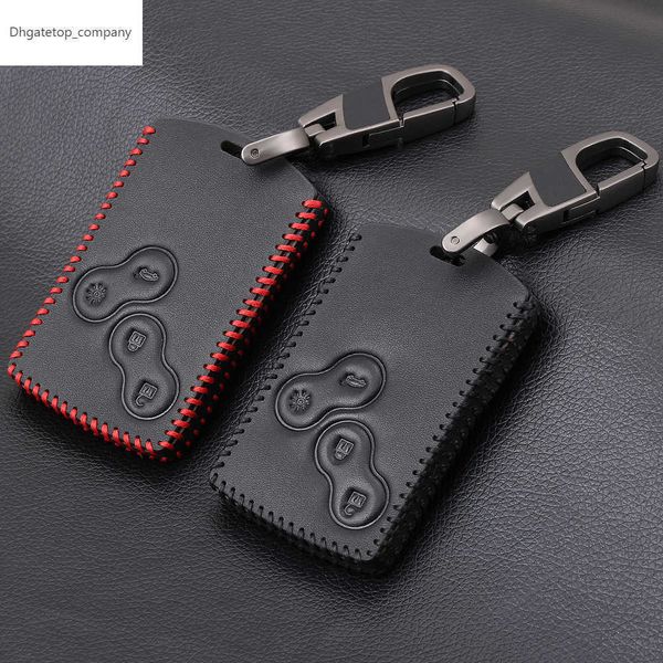 Nouveau Design 4 nouveaux boutons en cuir véritable style de voiture clé étui protecteur pour Renault Clio Logan Megane 2 3 Koleos Scenic Card