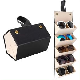Nuevo diseño 5 tragamonedas Caja de exhibición hecha a mano Caja de gafas de gafas de capa de alta calidad