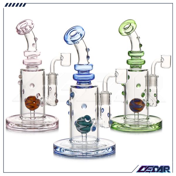 Nouveau design 8,3 pouces Wig Wig Glass Water Pipe de couleurs mélangées Pipes de narguilé Bubbler Recycler Bong Huile Dab Rig avec un banger de quartz de 14 mm