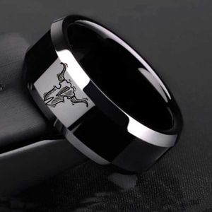 Nieuw ontwerp 8 mm breedte zwart titanium roestvrij stier schedel ringen voor dames heren western denim heavy metal rock stijl sieraden