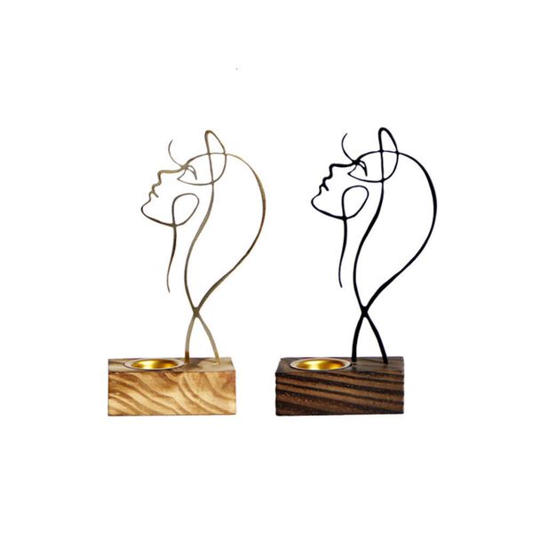 Nouveau design Résumé Figures d'art face en bois Brûleur d'encens en métal Moyen-Orient Arabe simple décoration d'aromathérapie noire simple