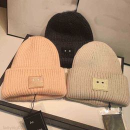 Nouveau Design Ac marque femmes hiver tricot chapeaux automne souriant visage casquettes pour femmes hommes casquettes élastiques J220722