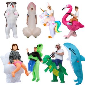 New Design Adult Inflatable Dinosaur Costume Kid Alien Sumo Bear Halloween Christmas Party Cosplay Costumes Blow Up Dresses Q0910
