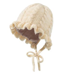 Nieuw ontwerp baby warme muts hoed fancy meiden lotus bloem pet fleece gevoerde winter gebreide wollen hoeden peuter ski snow beanie schattige baby girl gunst foto cap prop prop