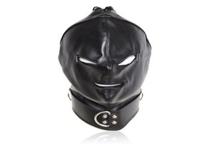 Nouveau design BDSM Zipper Hood avec les yeux trous de masque en cuir de garniture en cuir bouche pour adultes