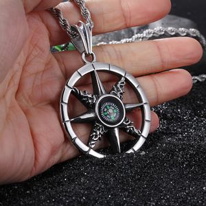 Nuevo diseño, el mejor regalo de joyería para amigos, colgante de brújula genial de motorista de acero inoxidable 316L de alta calidad, collar Vintage para hombre