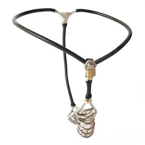 Ceinture de chasteté masculine en acier inoxydable noir, fétiche de Bondage, Cage ajourée, dispositif de retenue, jouets sexuels pour hommes