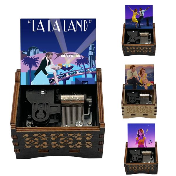 Nouveau design en bois noir La la Land Music Box 18 Remarque Gift Gift Music City of Stars Fans fans de cinéma Décor d'anniversaire de souvenir de souvenirs