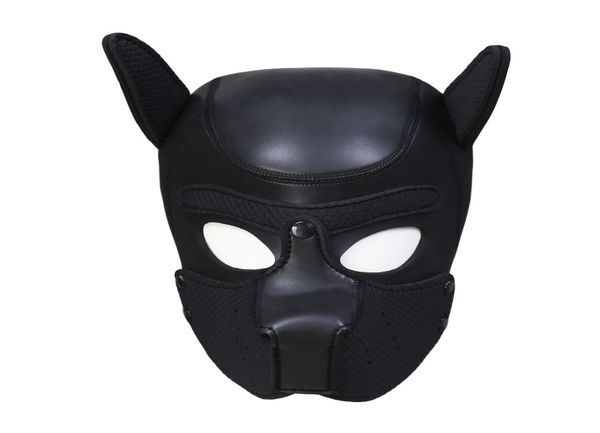 Nouveau Design Bondage Gear Dog Hood Noir Rouge Chiot Masque Museau pour Jeu Sexuel BDSM Costume Érotique Harnais De Tête Amovible Bouche Pad3188249