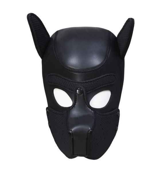 Nouveau Design Bondage Gear Dog Hood Noir Rouge Chiot Masque Museau pour Jeu Sexuel BDSM Costume Érotique Harnais De Tête Amovible Bouche Pad8550473