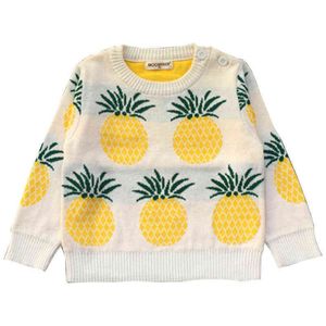 NIEUW Design Boys Girls Long Sleeve Sweater Pineapple Print Buttom Cotton Kids Pullover Top Koreaanse kinderen Kleding 2-7y 0913