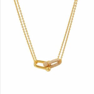 Nieuw ontwerpmerk Hart u type t Love ketting met kristal voor vrouwen roestvrij staalaccessoires zirkoon zilver kleurgouden gold rose jood 2796