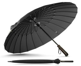 Nouveau Design marque pluie parapluie hommes femmes qualité 24K fibre de verre parapluie solide coupe-vent manche en bois femmes Paraguas T2001176223305