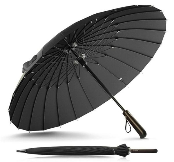 Nouveau Design marque pluie parapluie hommes femmes qualité 24K fibre de verre parapluie solide coupe-vent manche en bois femmes Paraguas T2001173337323