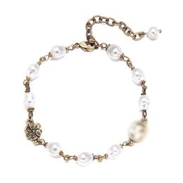 Nieuw ontwerp Brass Bracelet Chain Pearl Band Bloem G-Letter Armbanden voor veelzijdige modearmband Designer sieraden 1G1 van dames