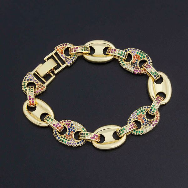 Nouveau Design Chaîne Bracelets Bracelets Or Couleur Micro Pave Cz Arc-En-Bracelet Bijoux pour Femmes Filles Fête De Mariage Cadeau Q0717