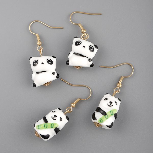 Nouveau design coloré Baroque Pearl Silver Aiguille Boucles d'oreilles Personnalité UNIQUE CHINOS CHINOS Animal Panda Boucle d'oreille en céramique Punk Boucles et boucles d'oreilles PH-0364999