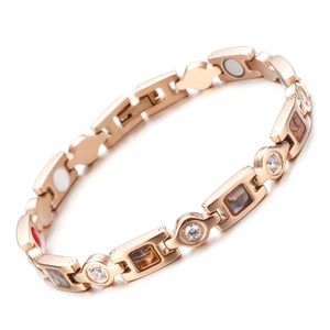 Nouveau design Bracelet magnétique en zircon en acier coloré en acier inoxydable pour les femmes Bracelet anion