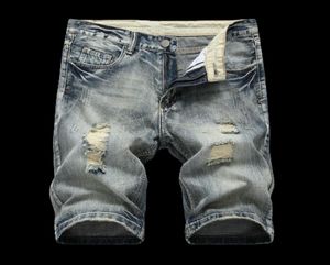 Un nouveau design a détruit les jeans en détresse des pantalons de travail des hommes en détresse arnaquée pantalon de jean court en détresse pour man8289348