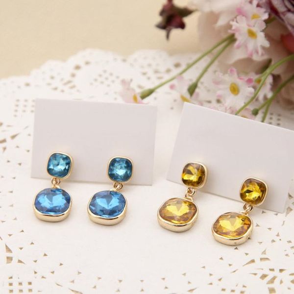 Boucles d'oreilles en Citrine, nouveau Design, couleur or, goutte avec grand verre, pierre de styliste, bijoux de styliste, cadeau pour femmes et filles