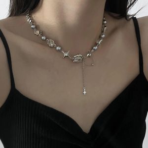 Nuevo diseño exquisito collar de estrella cadenas de cristal geométricas gargantilla collares moda coreana joyería brillante para mujeres aniversario boda