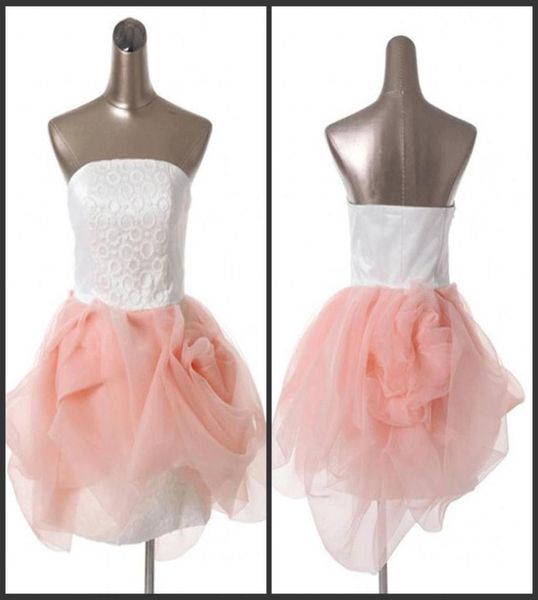 Nuevo diseño tela rosa tul de tul sexy vestidos de baile de graduación sin tirantes sin tirantes