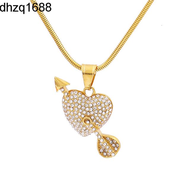 Nuevo diseño Fashion Hip Hop Dropshipping de 18 quilates de collar de crema de corazón de oro de 18 k