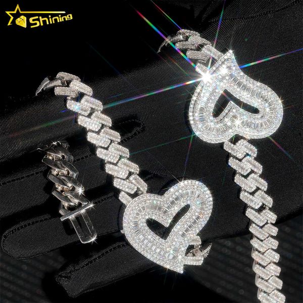 Novo design de moda colares pass tester vvs moissanite laboratório diamante s corrente esterlina colar hip hop jóias