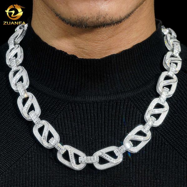 Nuevo diseño estilo de moda Joyería de hip hop Moissanite Diamond Cuban Link Chain Bussdown Collar