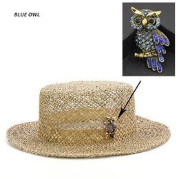 Nieuw design Flamingoowl Straw Sun Hats For Women Fashion Breathable Summer Beach Hat With Animal Casual Dress Hat Wholesale Y200602
