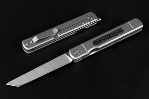 1 stks Topkwaliteit Vouwmes D2 Satijn Tanto Blade Koolstofvezel + TC4 Titanium Handvat EDC Zakmessen met ZIP Nylon Case