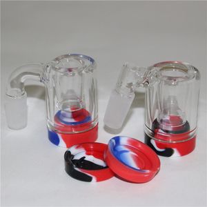 Glass Ash Catcher Bowls hookah Con 45ﾰ y 90ﾰ 14mm Joint Bubbler Bong ashcatcher Silicone Container dabber tool