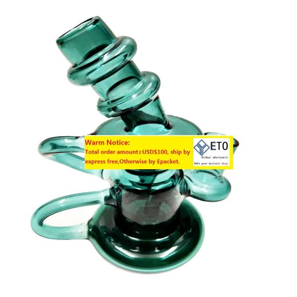 Nouveau design de conduite d'eau en verre recycleur Art Mini Bong Accessoires 14mm pièce Pipes à fumer Dab plate-forme pétrolière Bubbler Rigs Vortex Hookah W20A ZZ