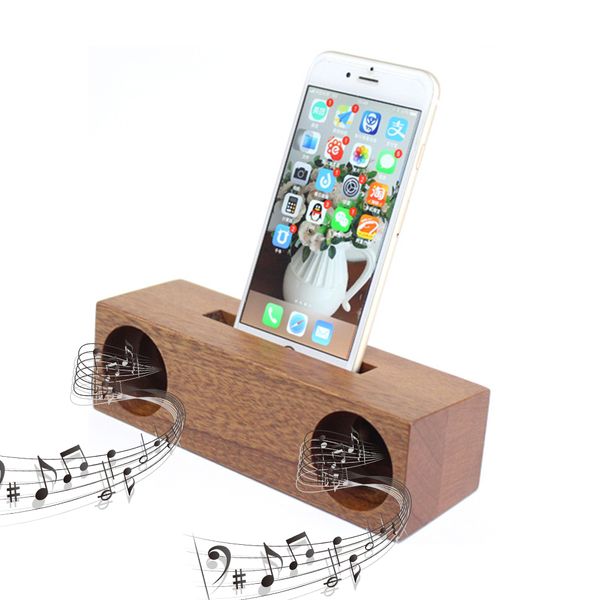 Venta al por mayor de alta calidad Mini altavoz portátil de bambú de madera con soporte Universal altavoz móvil para teléfono celular