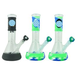 Nuevo diseño Pipas de agua de vidrio para fumar Bongs Pyrex Bongs de deshierbe con labios coloridos 14 mm Conjunto Vaso de precipitados Tubo de mano Plataformas petroleras