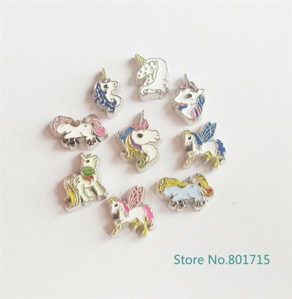 Nouveau design Horse FC1680 Charmes de médaillon flottantes Unicorn 10pcs Charmes vivants flottants comme cadeau Wholes Christmas Charms5476977