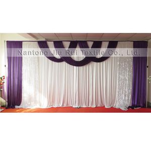 3m x 6m seda de hielo plata lentejuelas Swags cortinas telón de fondo de boda 1 Uds con precio de envío gratis